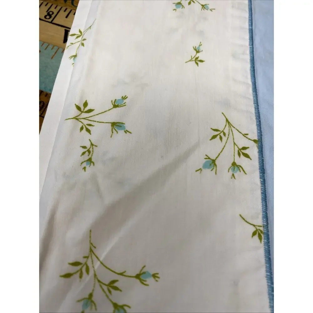 Vintage Cannon Combspun Percale Full Flat Top Sheet Blue Ditsy Floral Roses